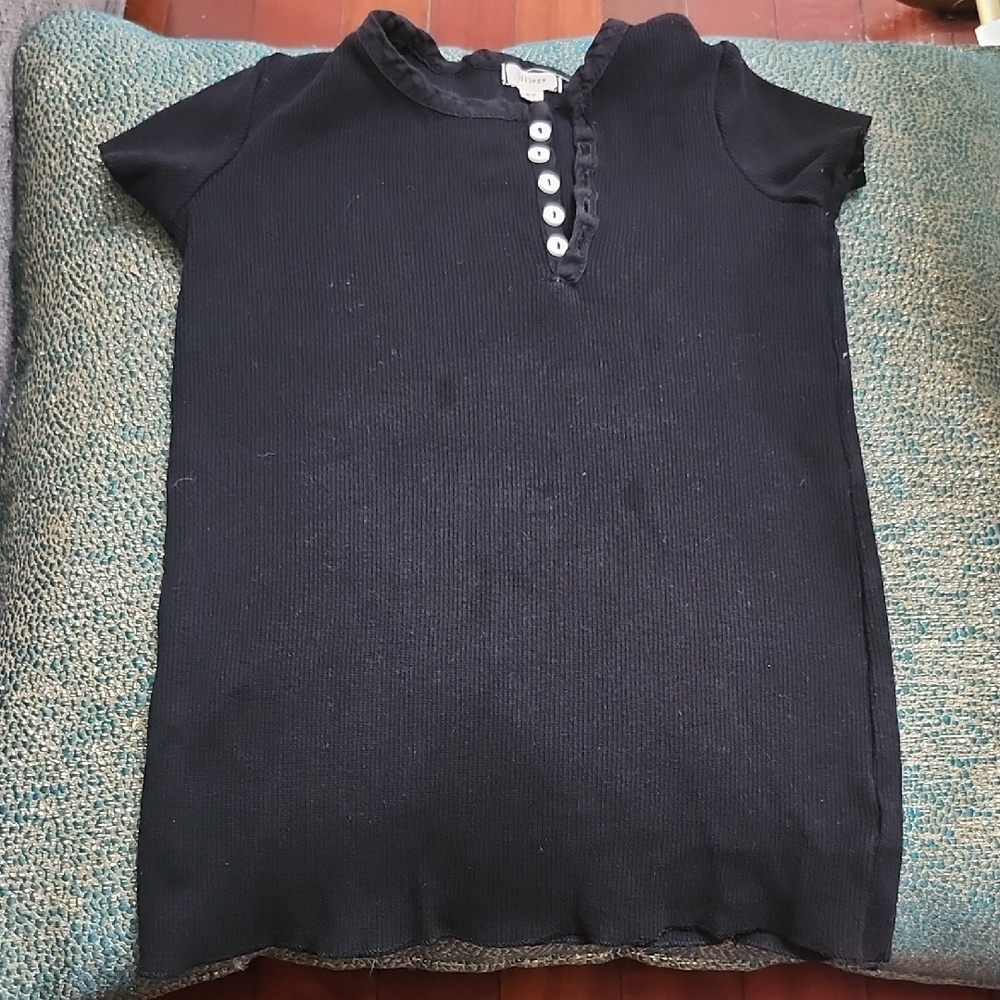 Kids Black Button-Up Shirt 6y Ribbed